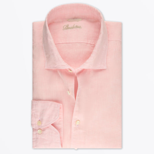 - Fitted Body Linen Shirt - Light Pink