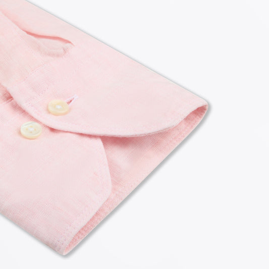 - Fitted Body Linen Shirt - Light Pink