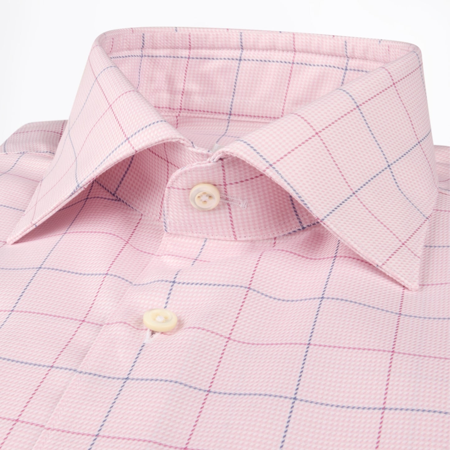 Fitted Body Twill Shirt - Pink Check