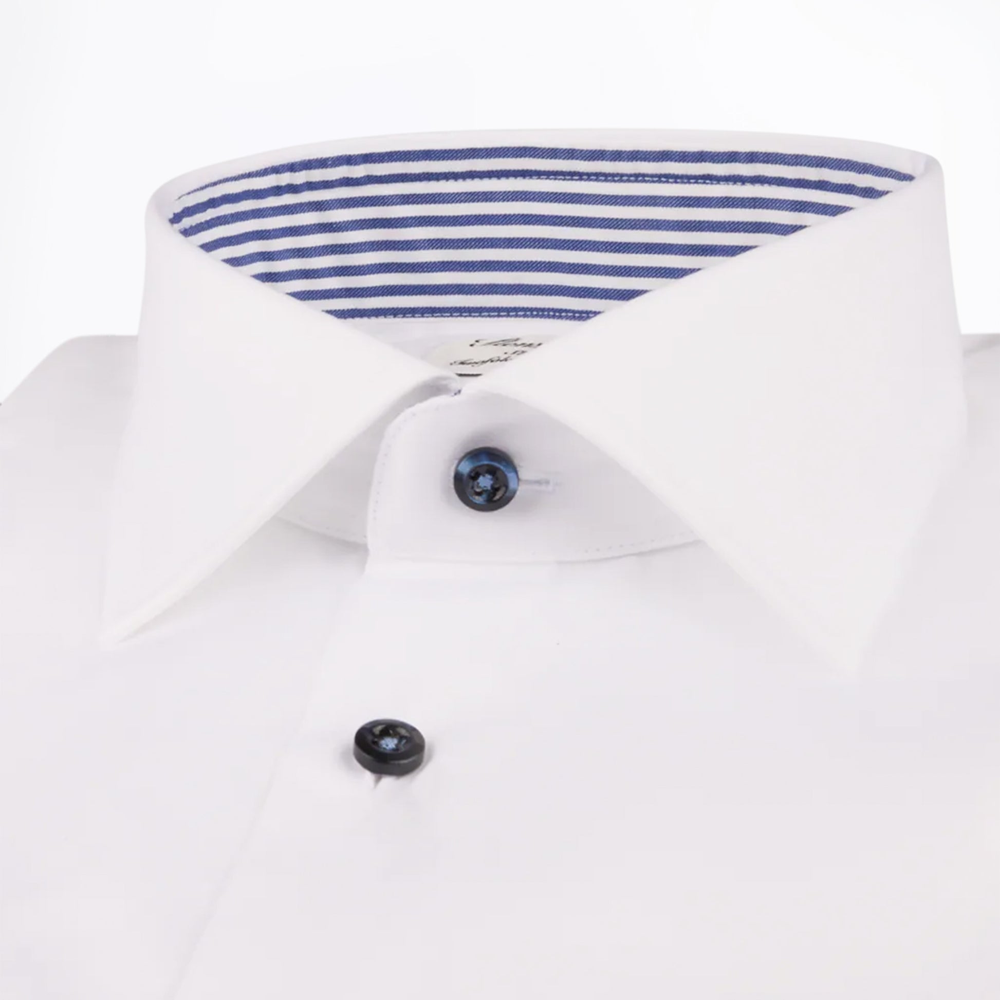 Stenstroms Fitted Body Twill Shirt - Contrast Collar - White