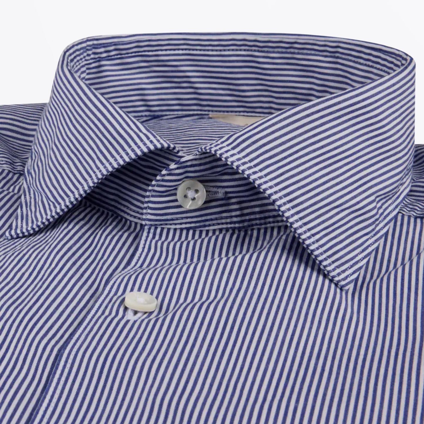 - Fitted Body Poplin Shirt - Navy Striped