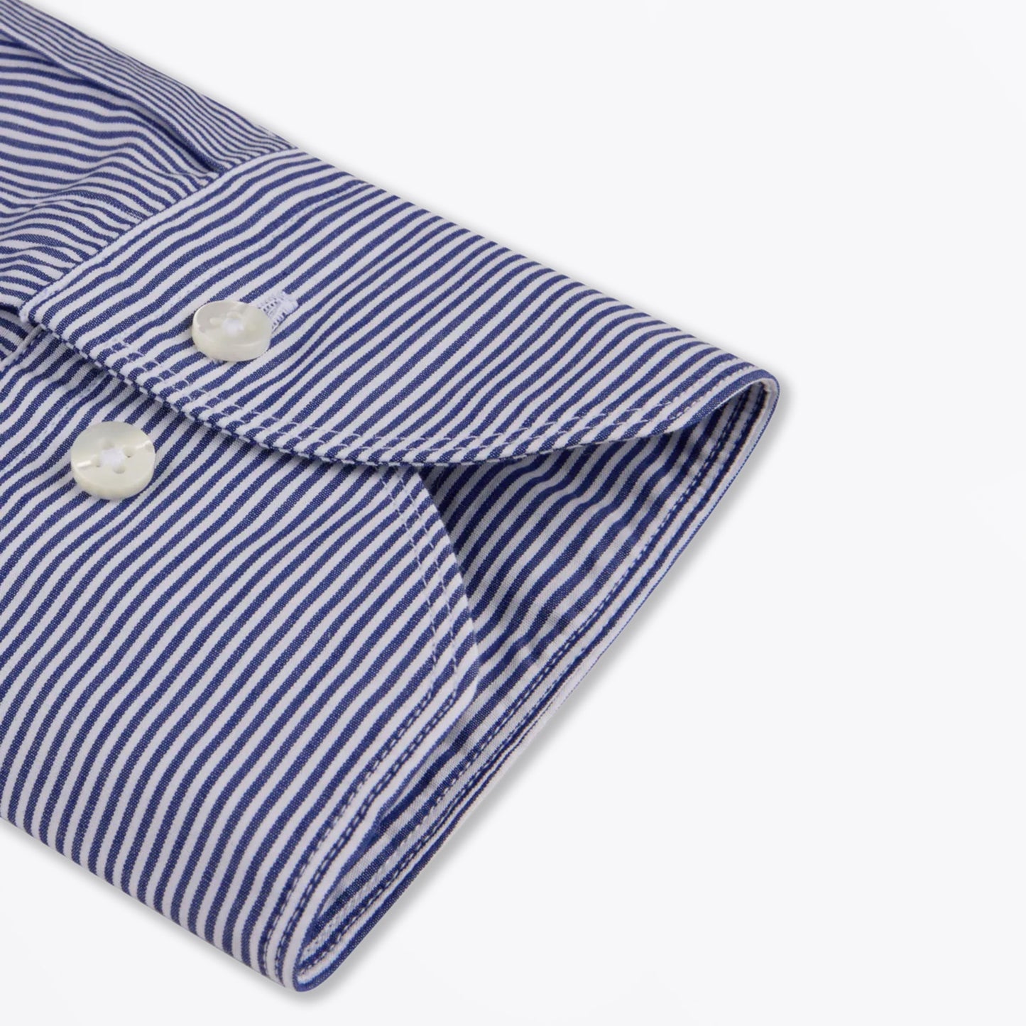 - Fitted Body Poplin Shirt - Navy Striped