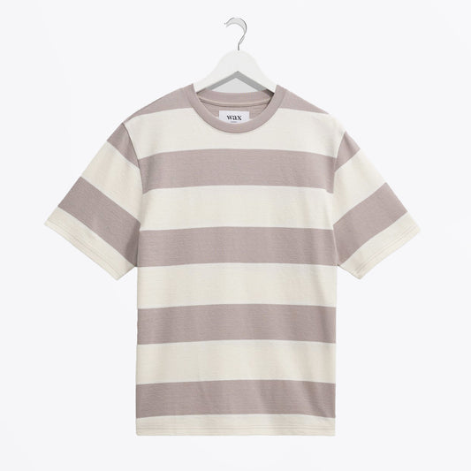 - Dean Short Sleeve Block Stripe Tee - Taupe
