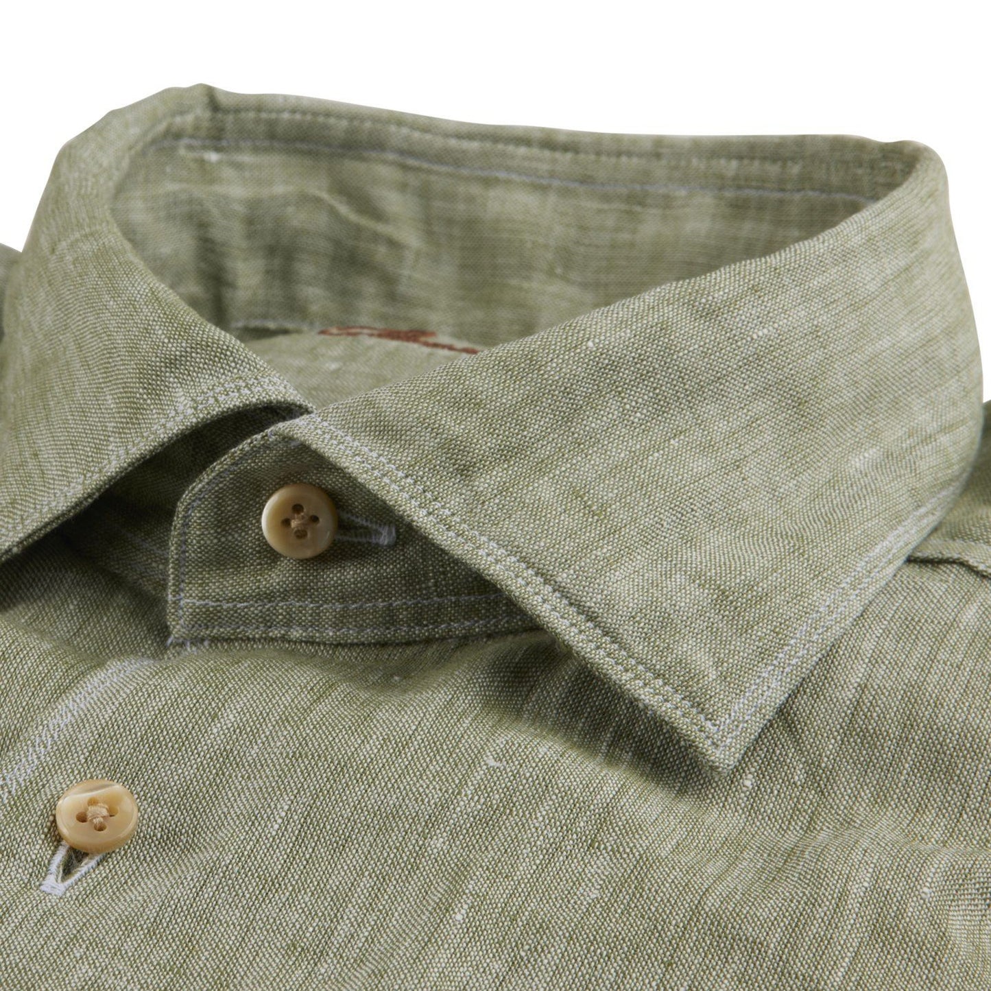 - Fitted Body Linen Shirt - Green