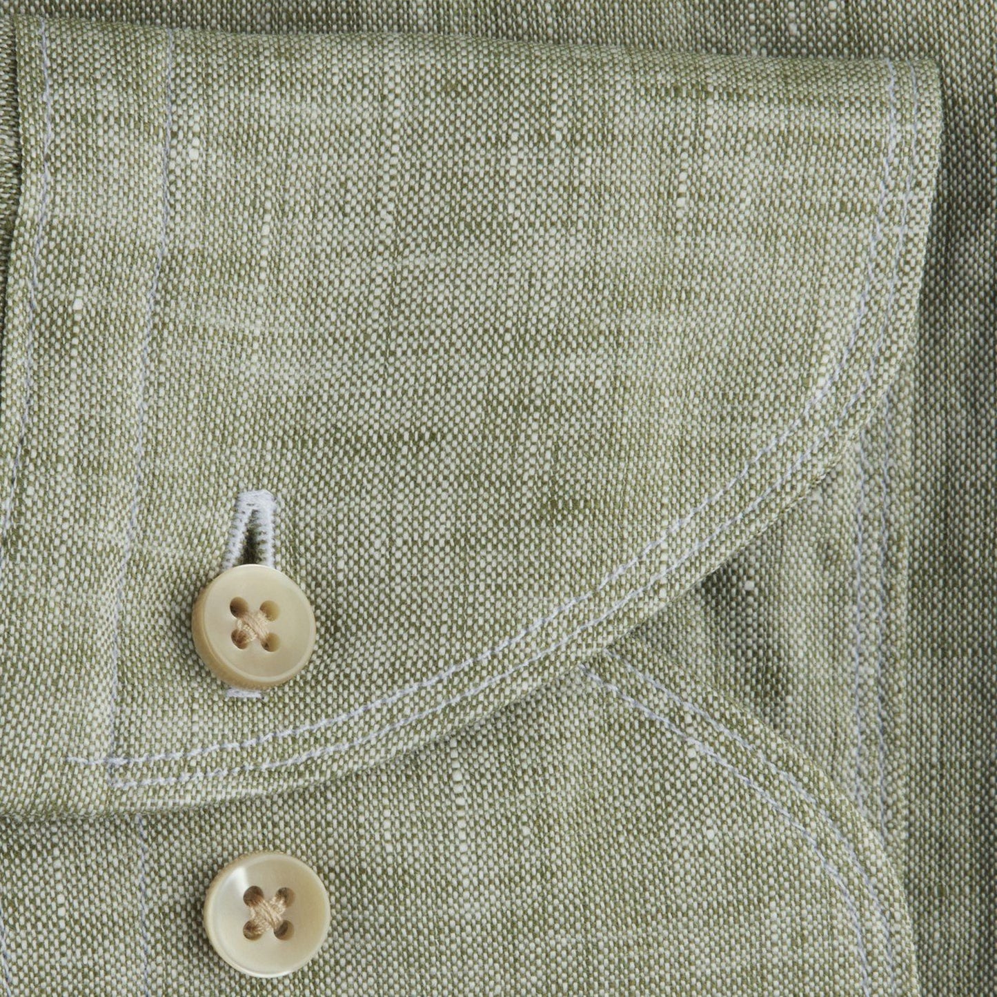 - Fitted Body Linen Shirt - Green