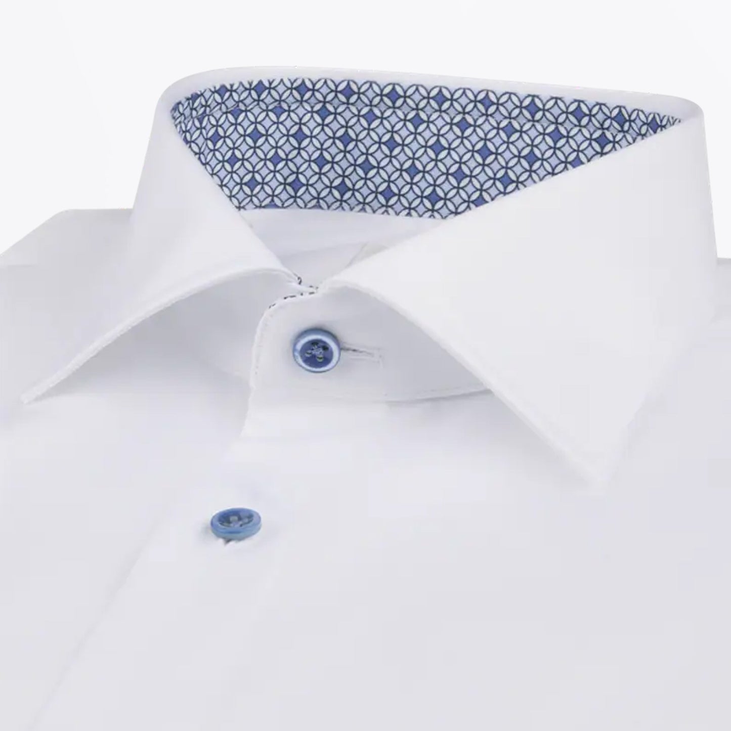 Fitted Body Cotton Shirt With Contrast Collar - White
