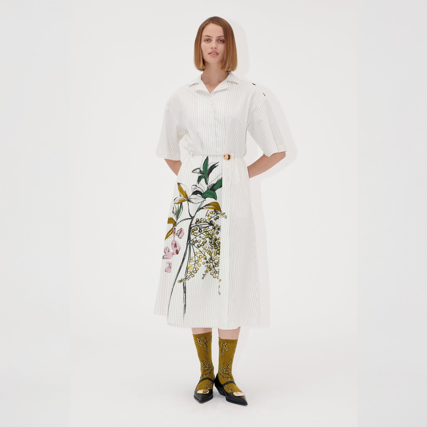 - Workwear Midi Dress - Mimosa Stripe