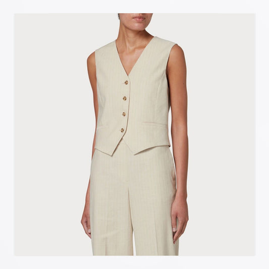 - Pinstripe Waistcoat - Sand