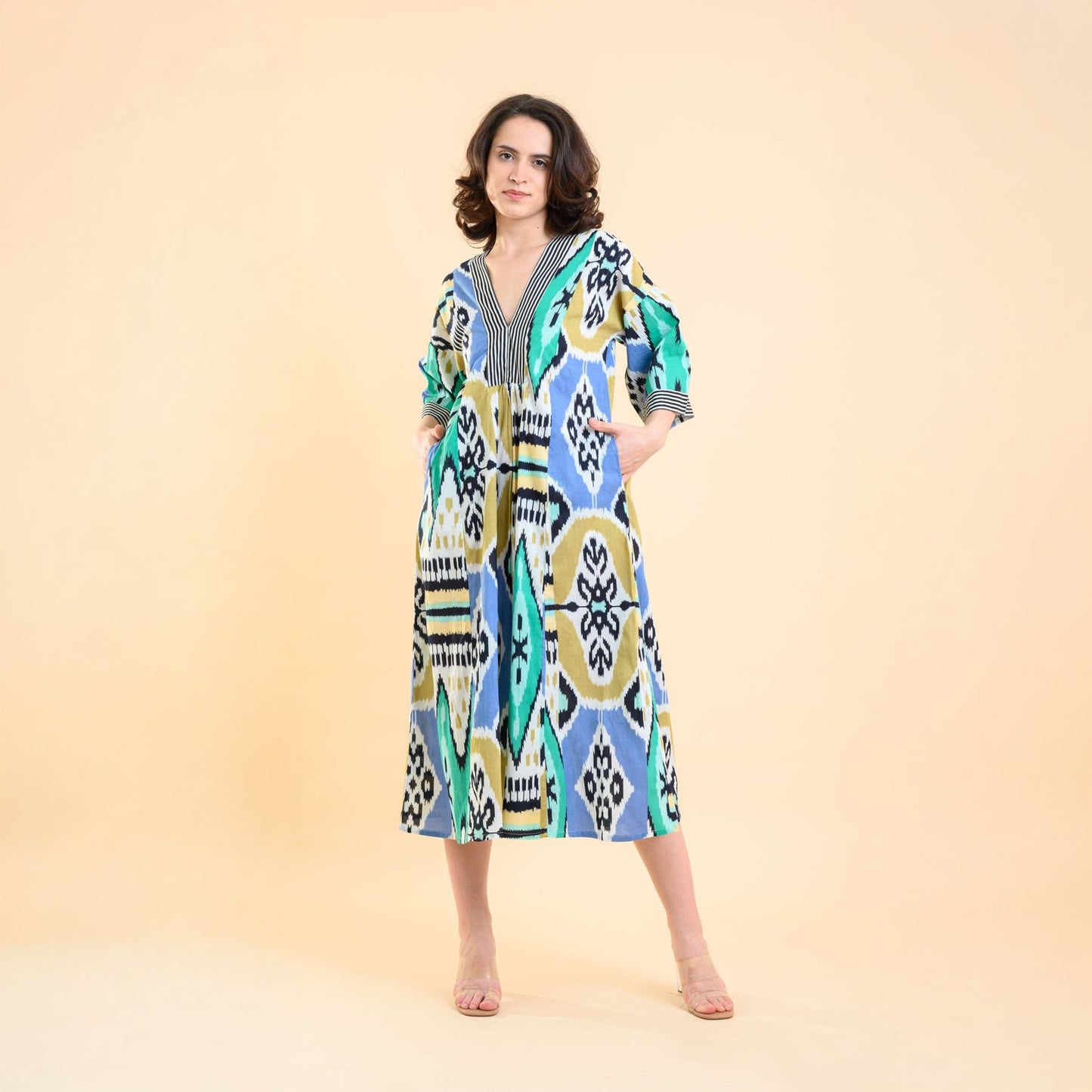 - Pluto Dress - Ikat Blue Brown