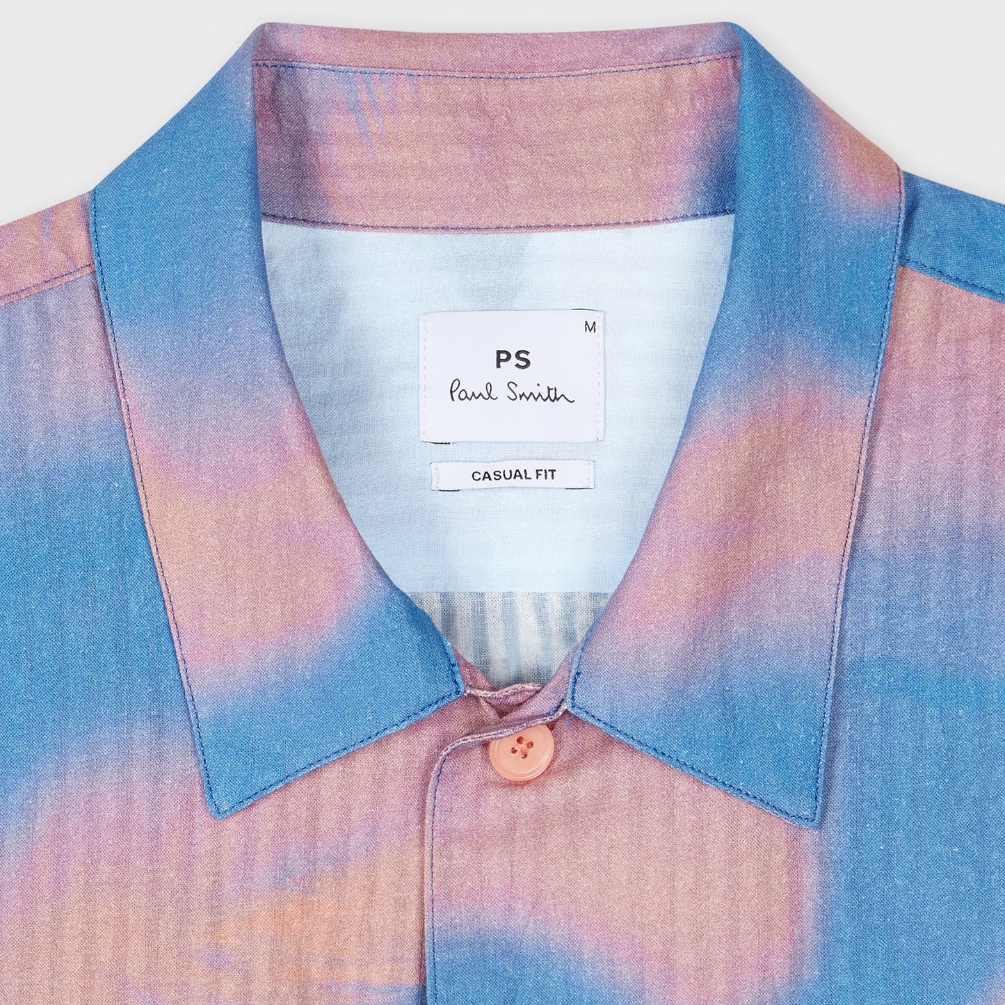 - Palm Shadow Printed Short Sleeve Shirt - Petrol Blue