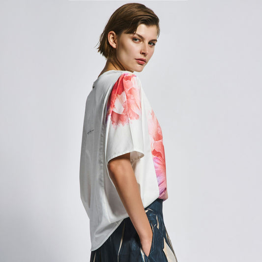 - Evocative Artist Floral Top - White
