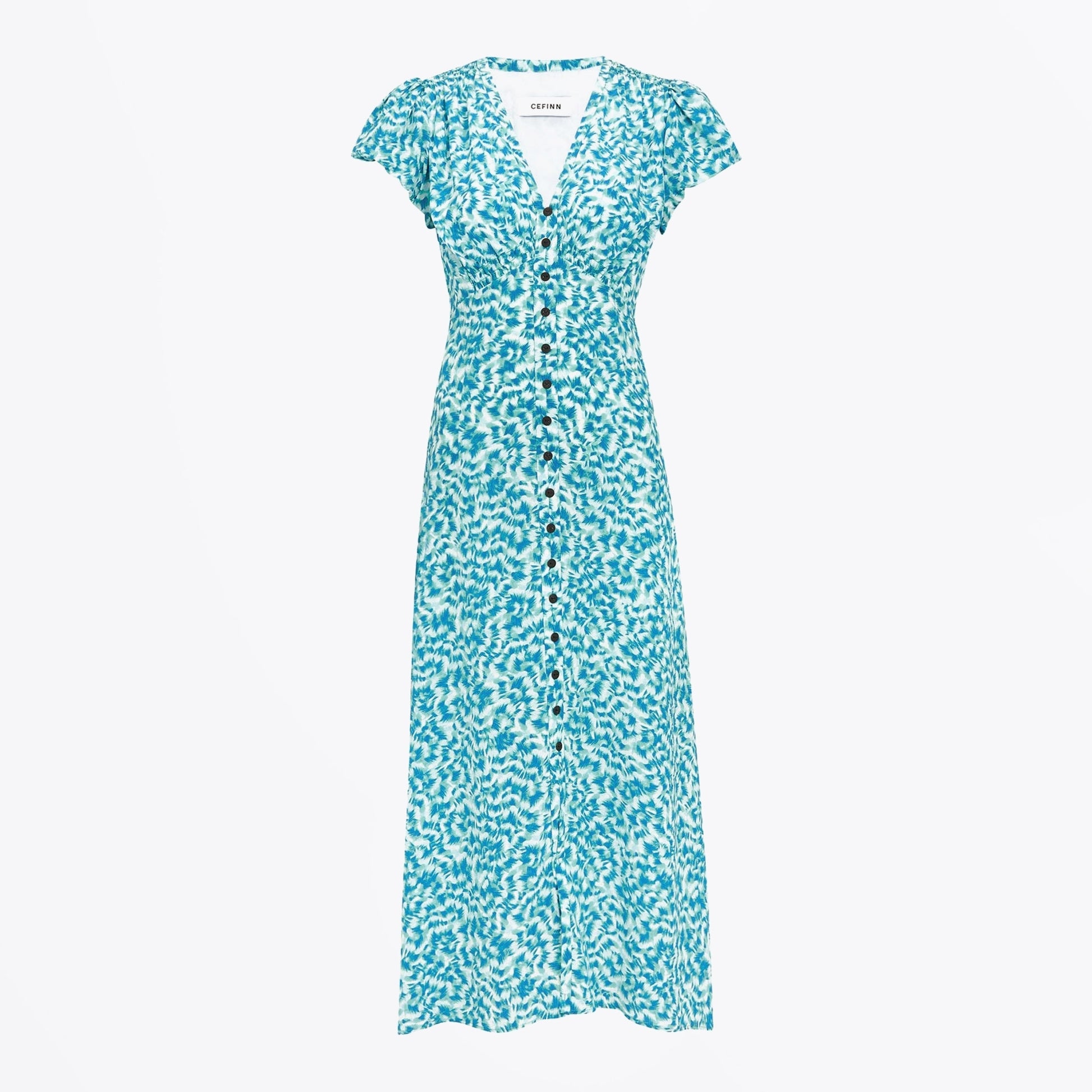 Cefinn - - Leila Silk V Neck Maxi Dress - Blue/Green  MR & MRS STITCH.COM