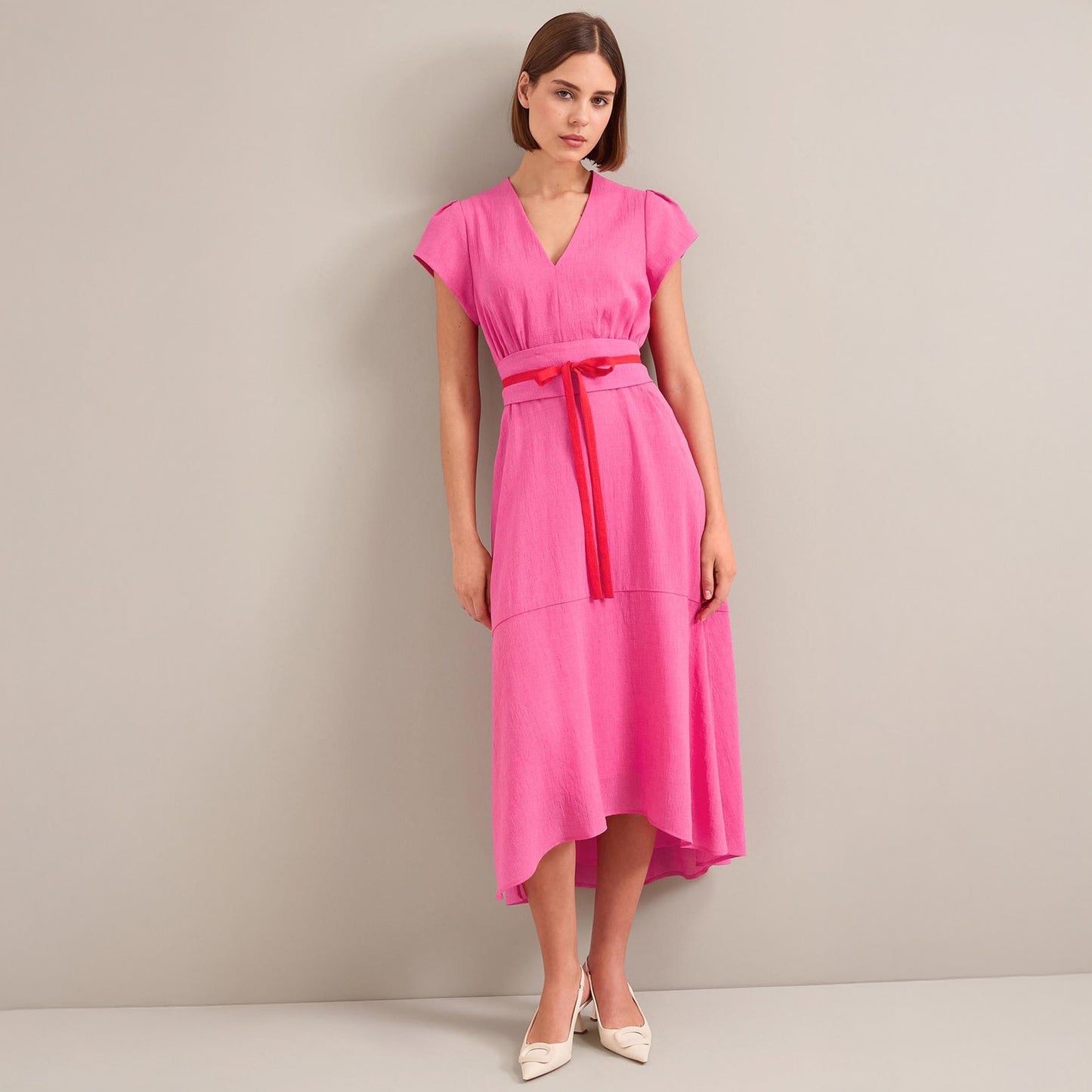 - Aria Techni Voile Maxi Dress - Crimson/Pink