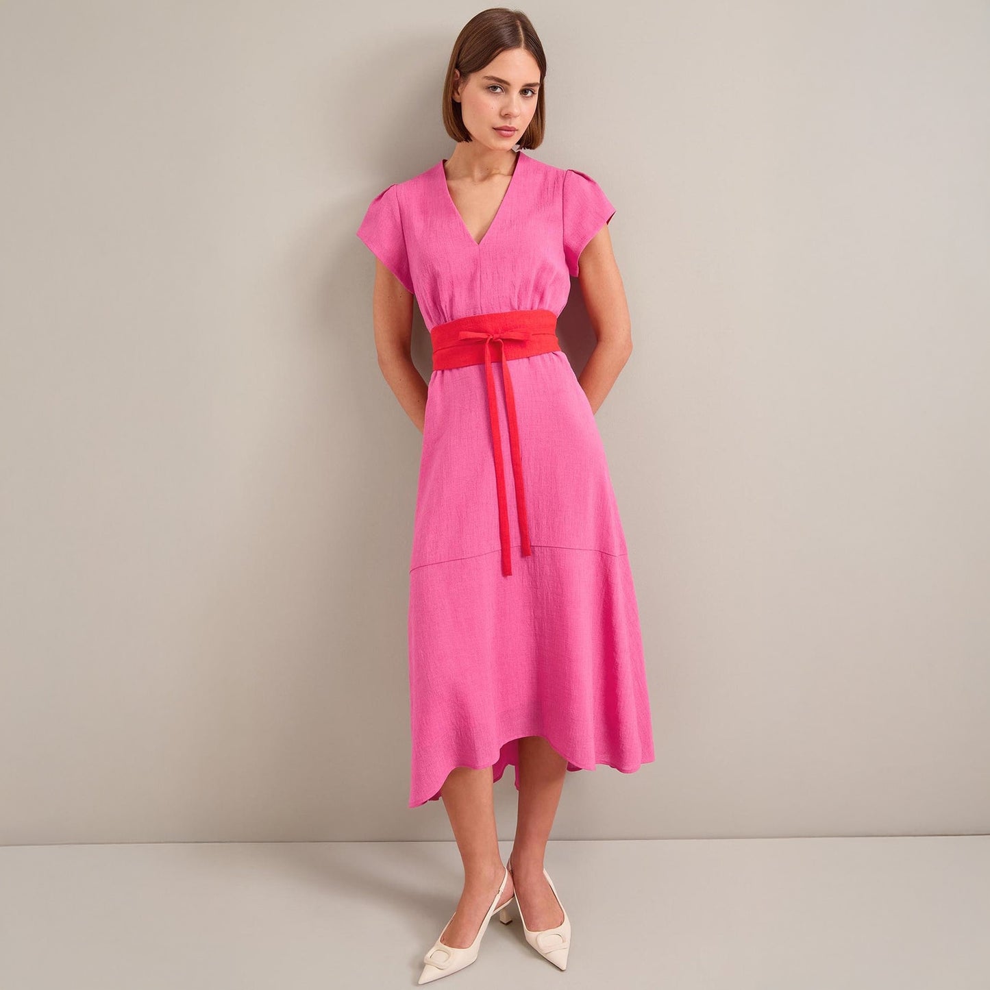 - Aria Techni Voile Maxi Dress - Crimson/Pink