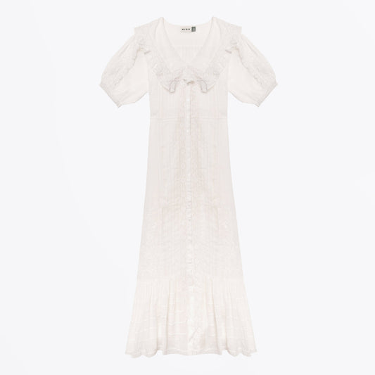 - Edina Dress - Pansy Embroidered White