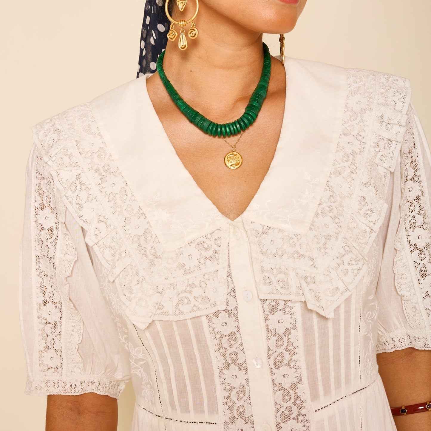 - Edina Dress - Pansy Embroidered White