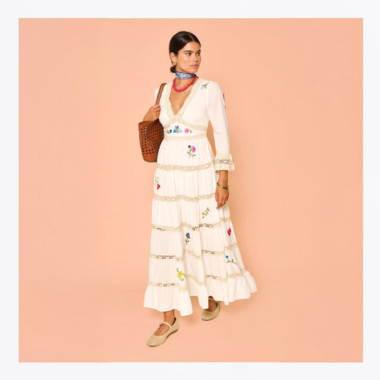 - Regine Dress - Ombre Floral Embroidery