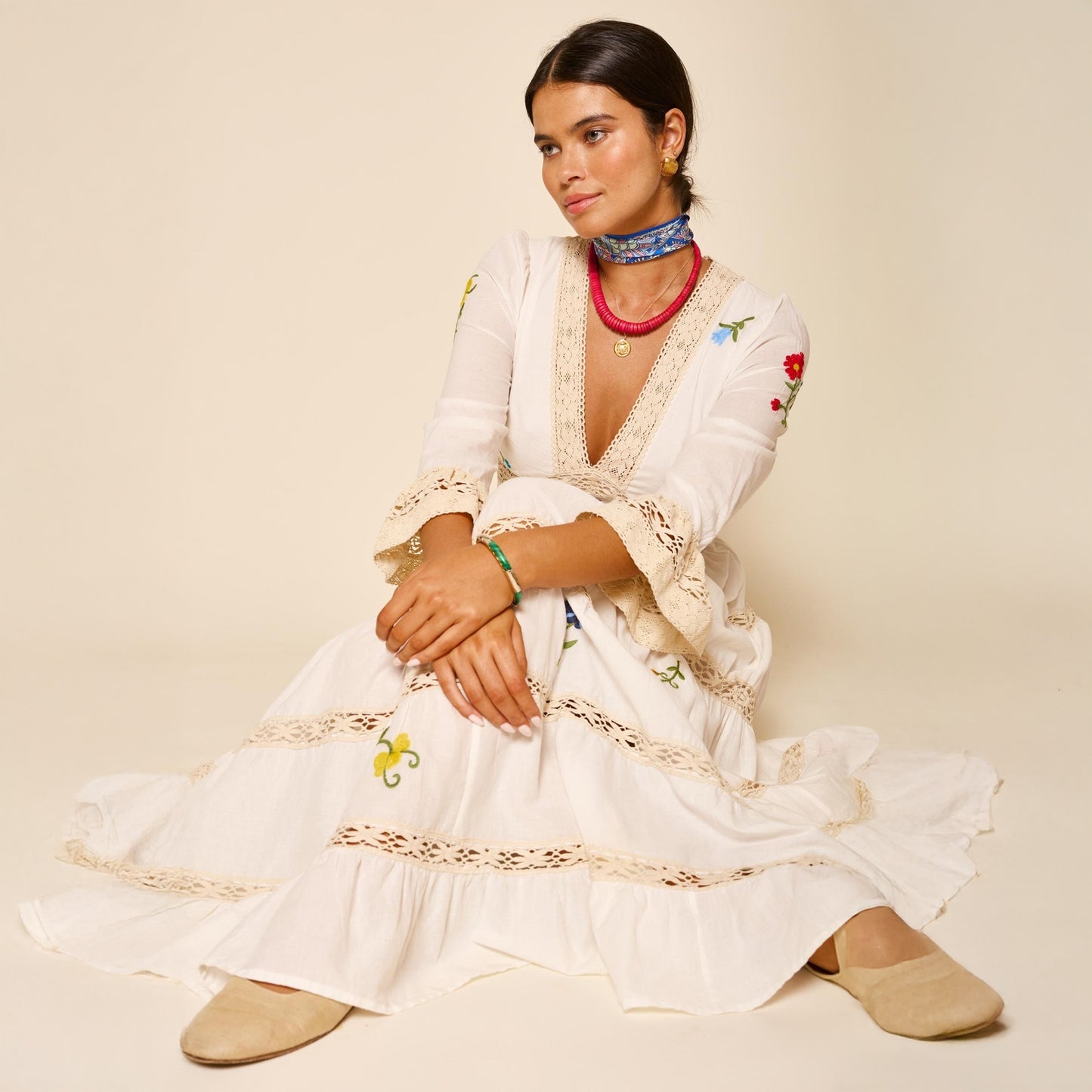 - Regine Dress - Ombre Floral Embroidery