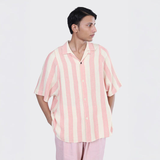 - Yusuke Handwoven Stripe Shirt - Pink