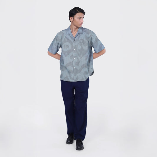 - Ronen Ikat Short Sleeve Shirt - Blue