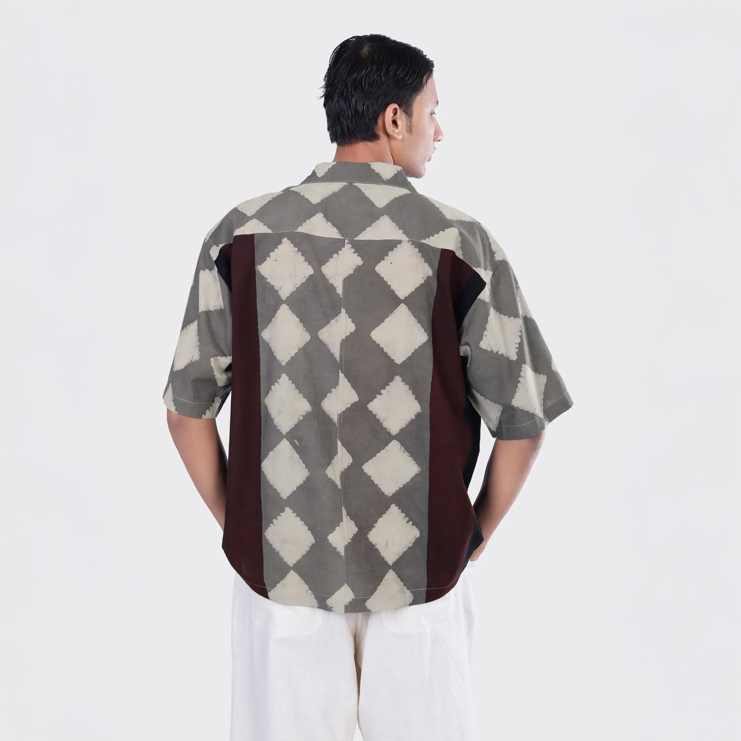 - Rohit Block Print Short Sleeve Shirt - Brown