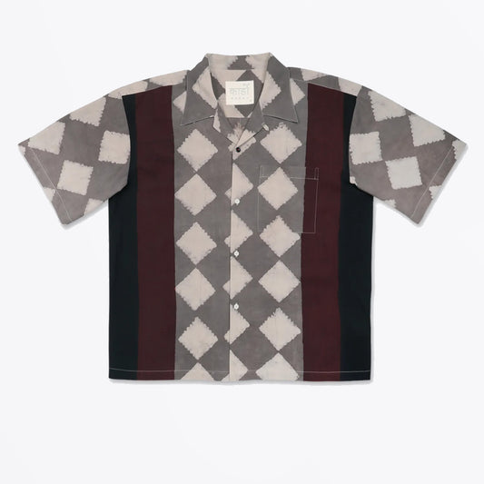 - Rohit Block Print Short Sleeve Shirt - Brown