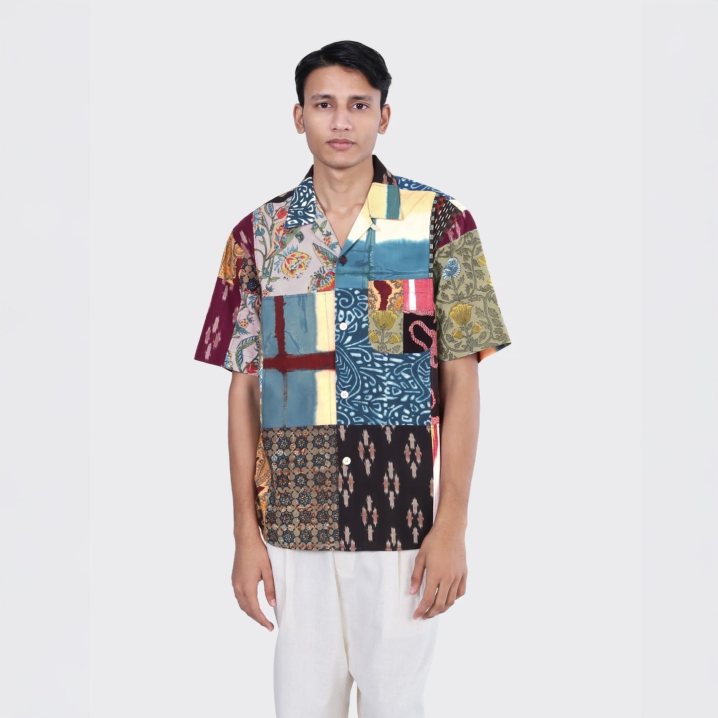 - Ronen Patchwork Short Sleeve Shirt