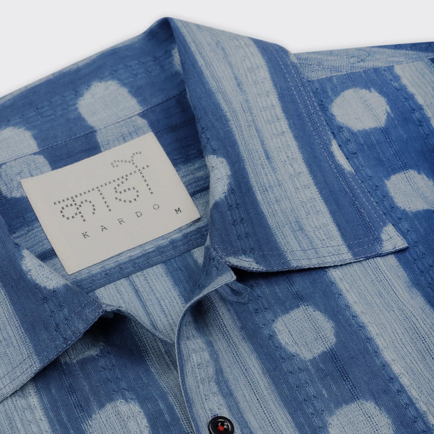 - Chintan Shibori Block Print Short Sleeve Shirt - Blue