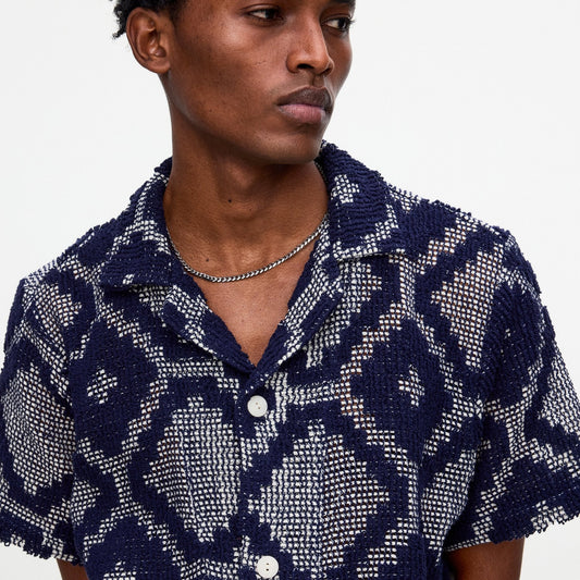- Trastevere Cuba Crochet Shirt - Navy