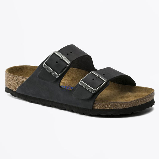 - Arizona Soft Footbed Oiled Leather Sandals - Black