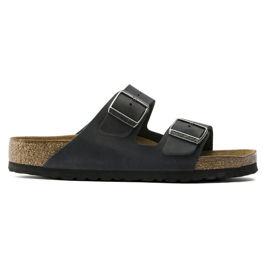 - Arizona Soft Footbed Oiled Leather Sandals - Black