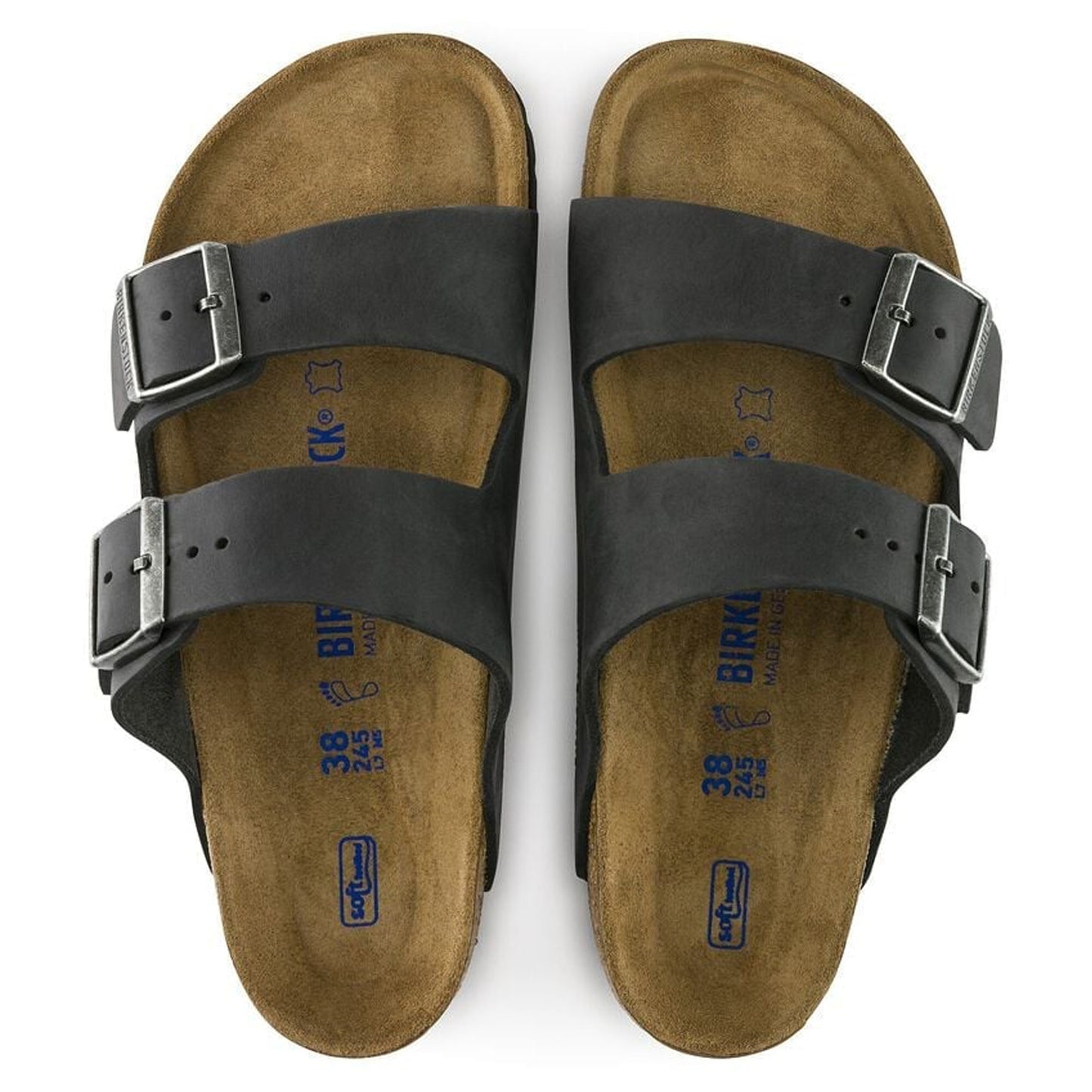 Arizona Soft Footbed Oiled Leather Sandals - Black