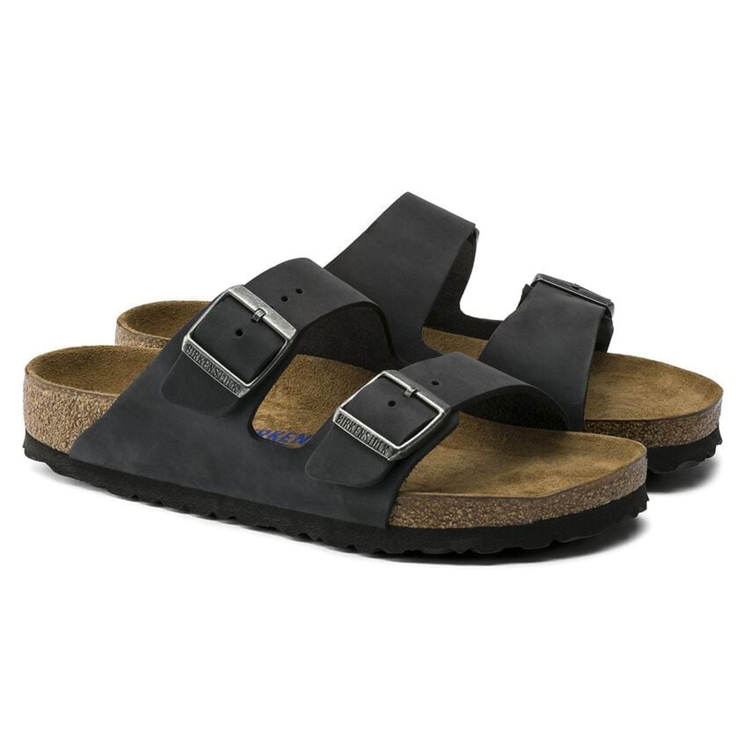 Arizona Soft Footbed Oiled Leather Sandals - Black