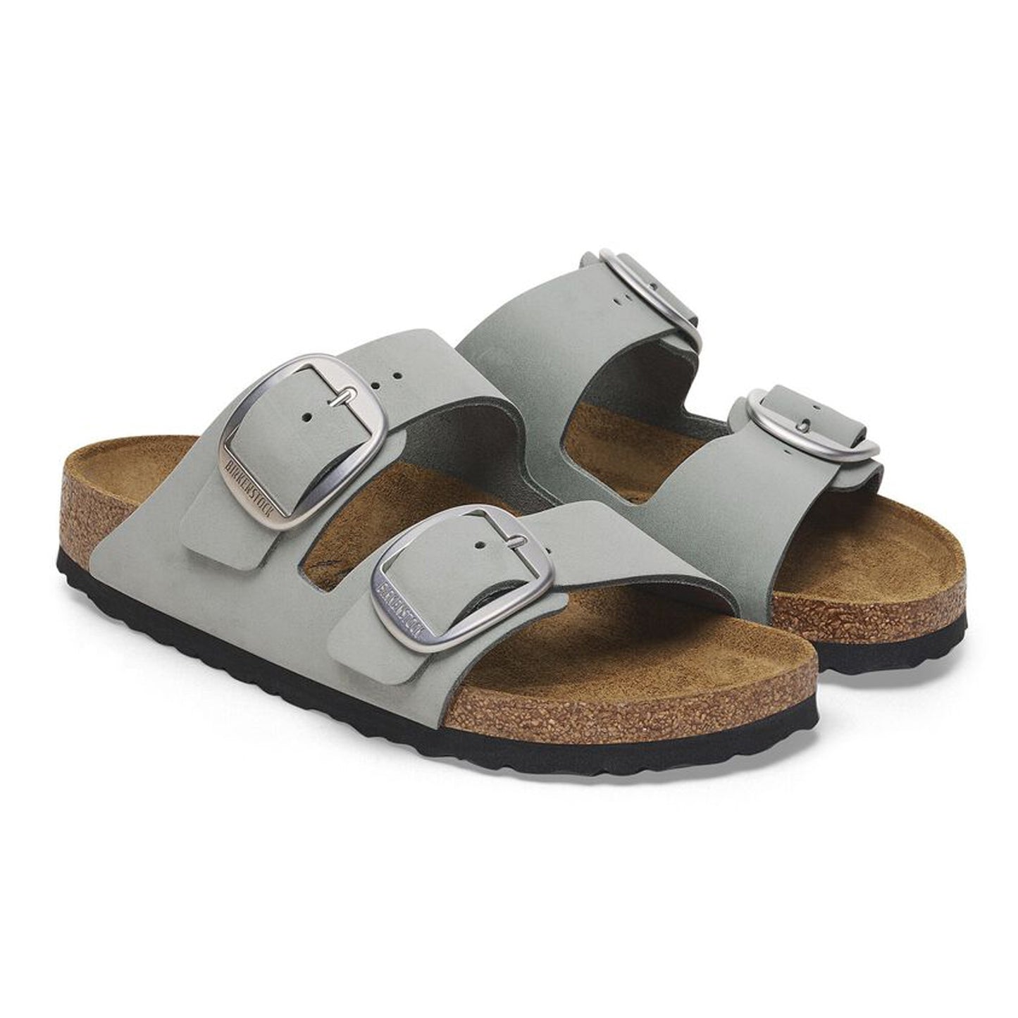 - Arizona Big Buckle Nubuck Leather Sandals - Pure Sage
