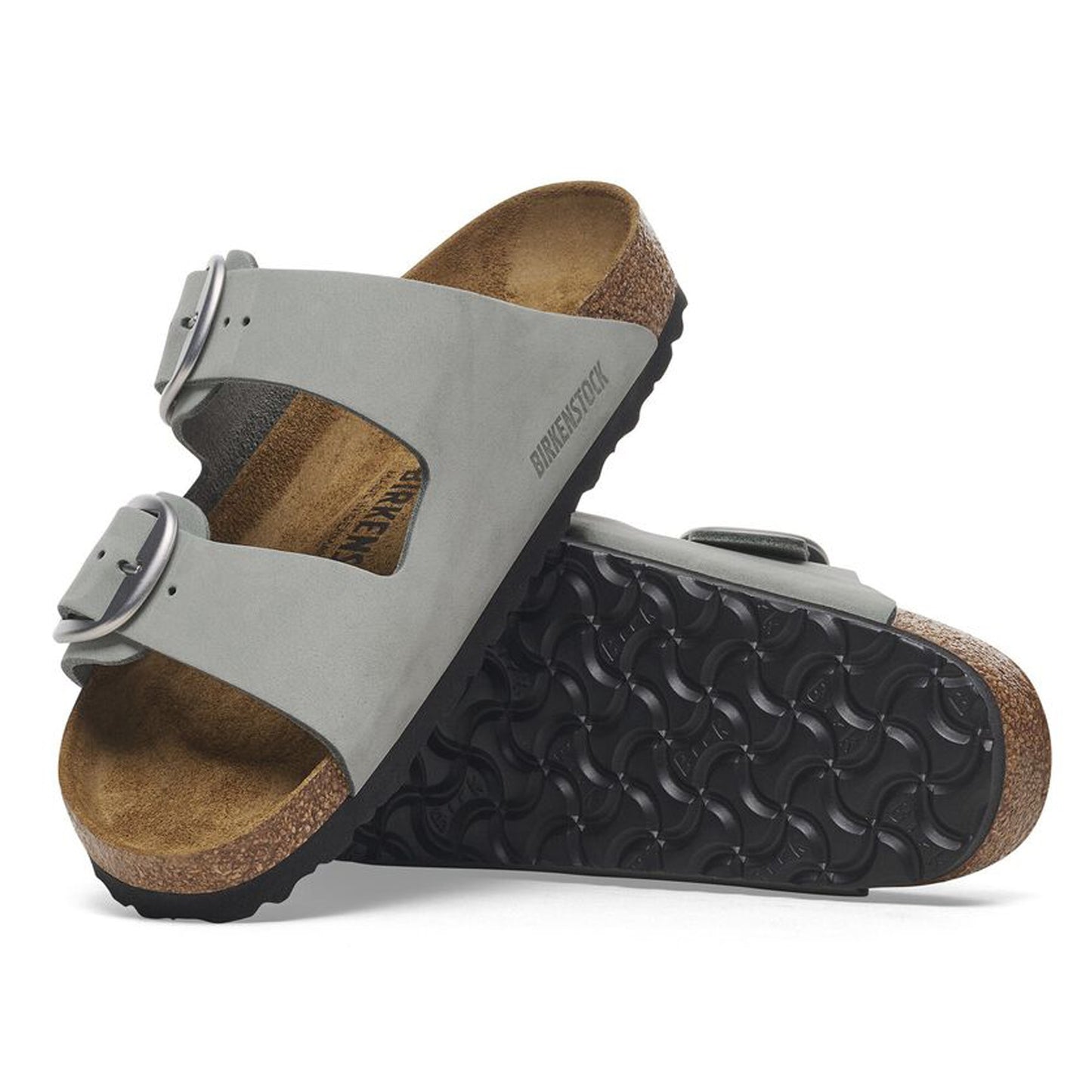 - Arizona Big Buckle Nubuck Leather Sandals - Pure Sage