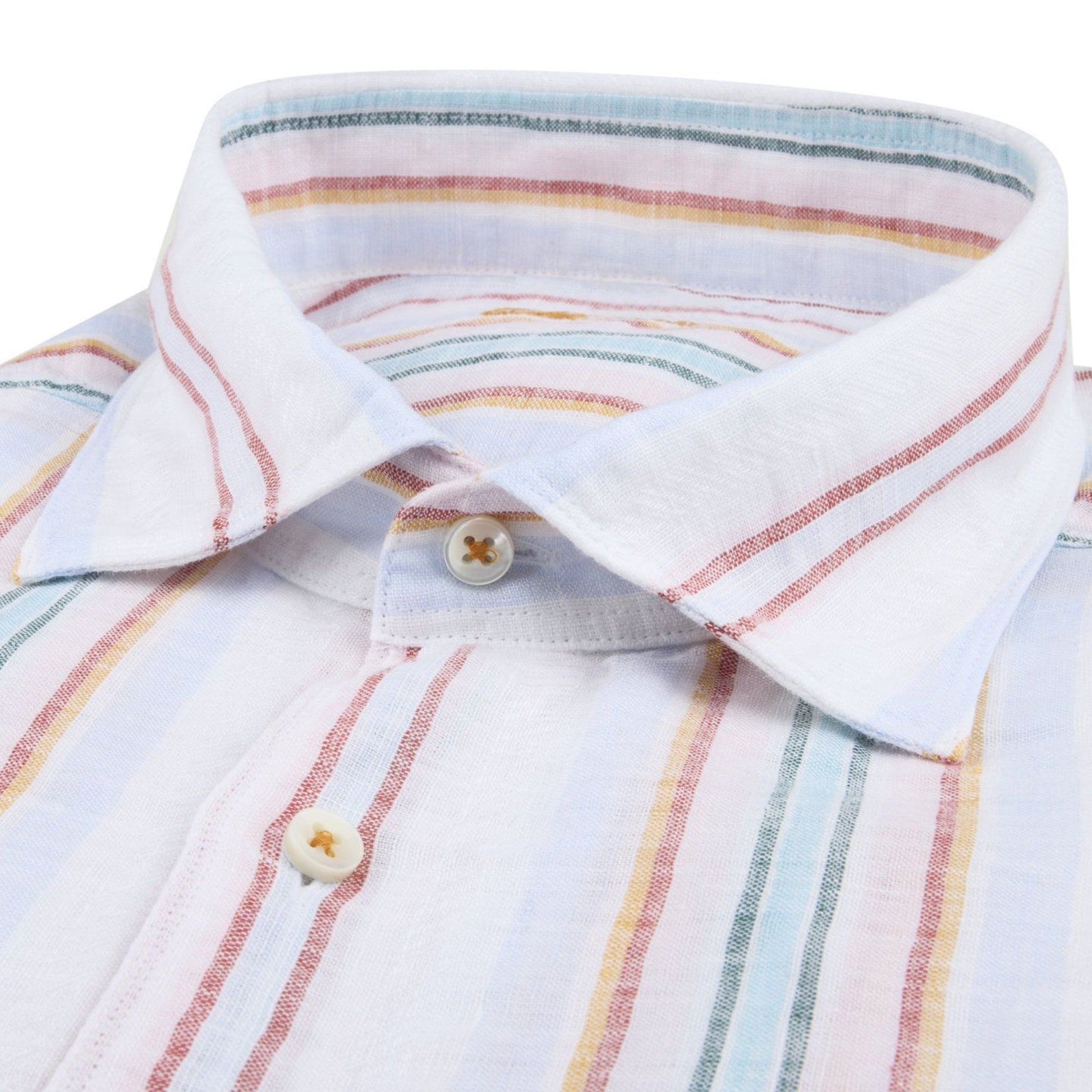 Stenstroms Fitted Body Linen Shirt - Multi Stripe