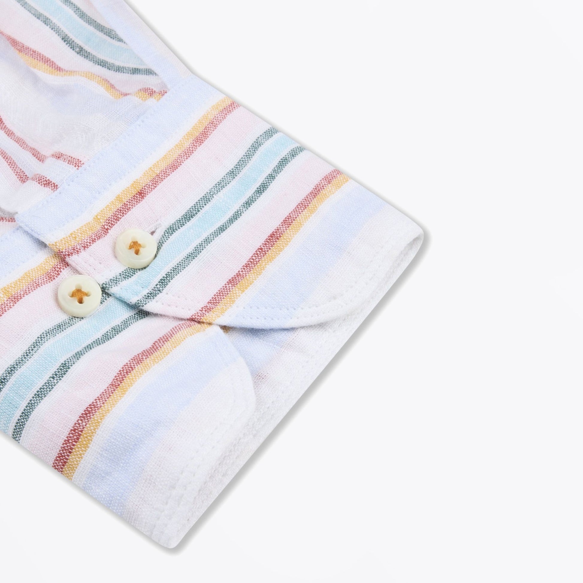 Stenstroms Fitted Body Linen Shirt - Multi Stripe