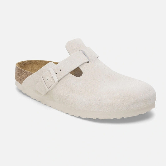 - Boston Soft Bed Suede Leather Clogs - White