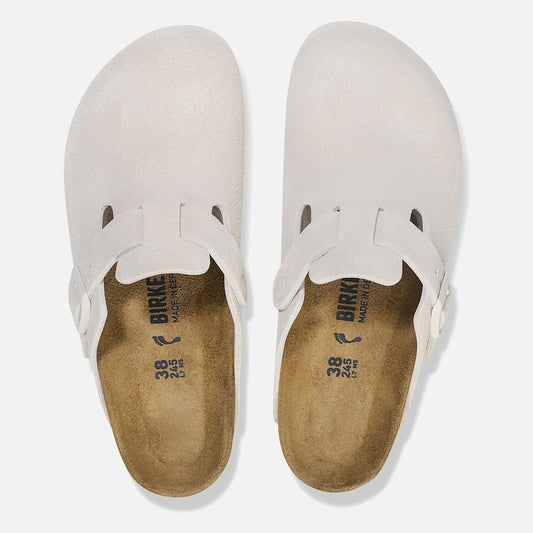 - Boston Soft Bed Suede Leather Clogs - White