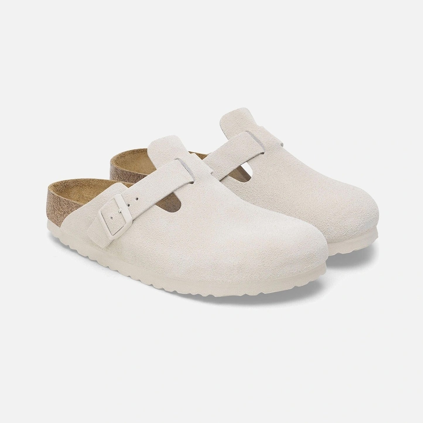 - Boston Soft Bed Suede Leather Clogs - White
