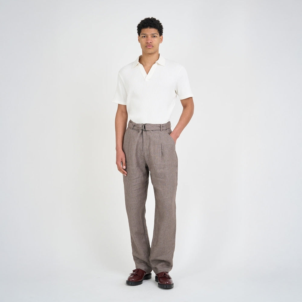 - Belted Trousers Wilkins - Brown/Pink