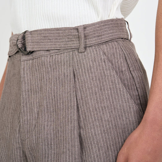 - Belted Trousers Wilkins - Brown/Pink