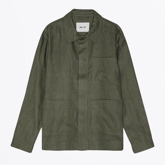 - Olav Workwear Linen Overshirt - Croc Green