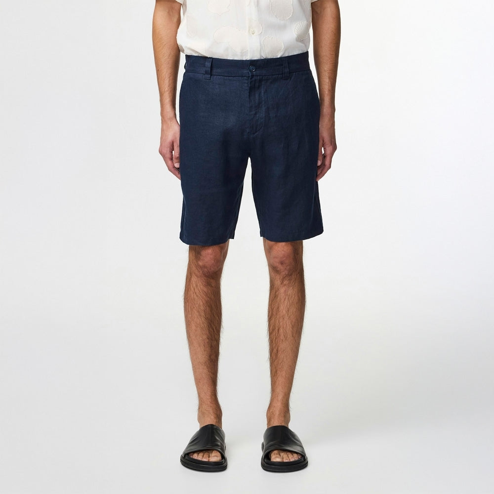 - Crown Linen Shorts - Navy