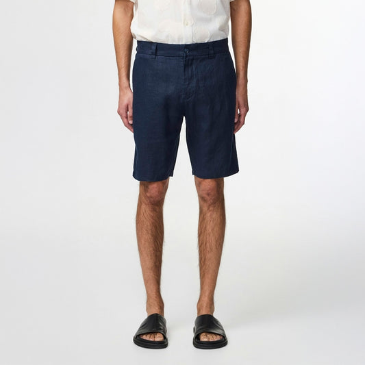 - Crown Linen Shorts - Navy
