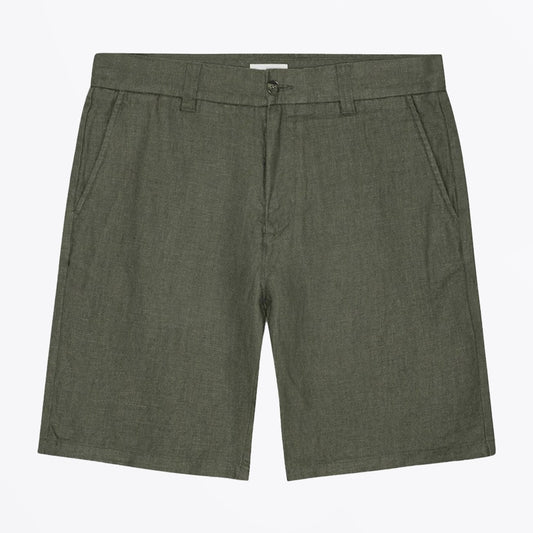 - Crown Linen Shorts - Croc Green
