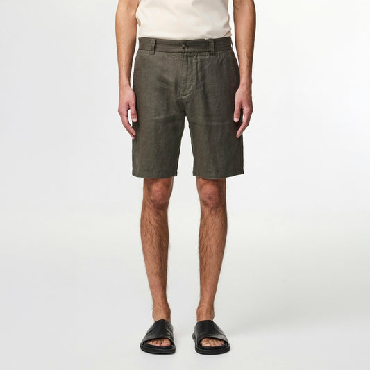 - Crown Linen Shorts - Croc Green