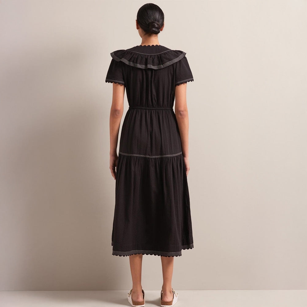 - Nessa Seersucker Maxi Dress - Black
