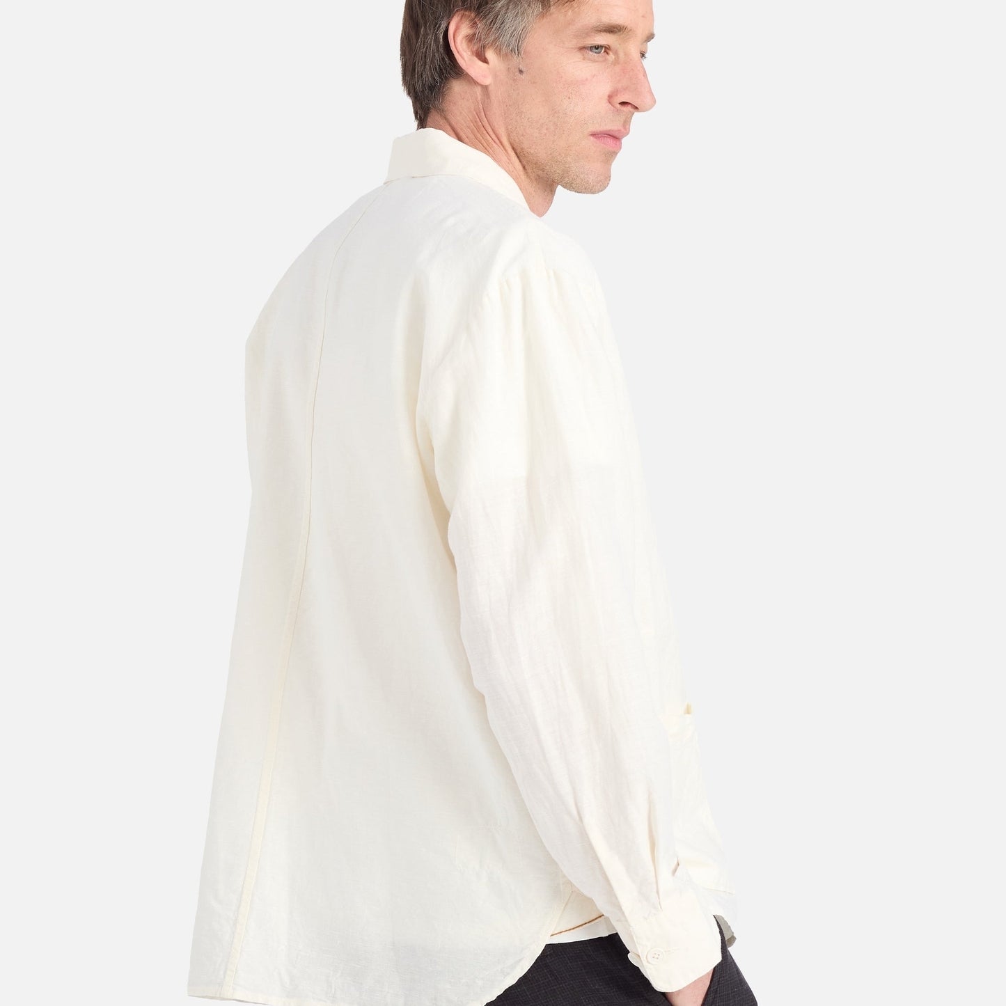 - Linen Cotton Travail Overshirt  - Ecru