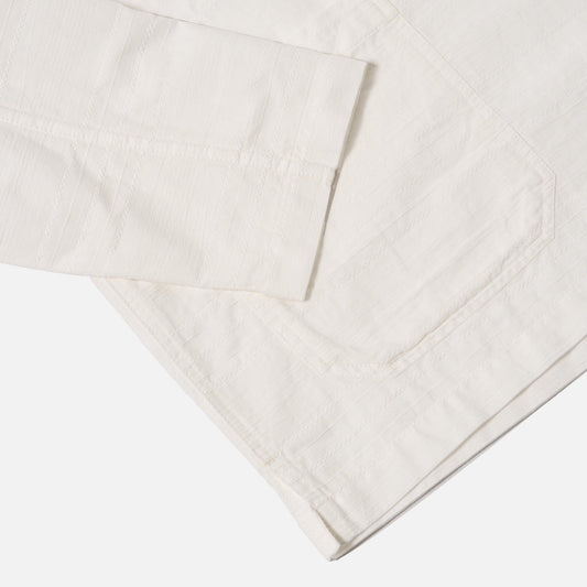 - Deffe Self Stripe Smocked Overshirt - Ecru